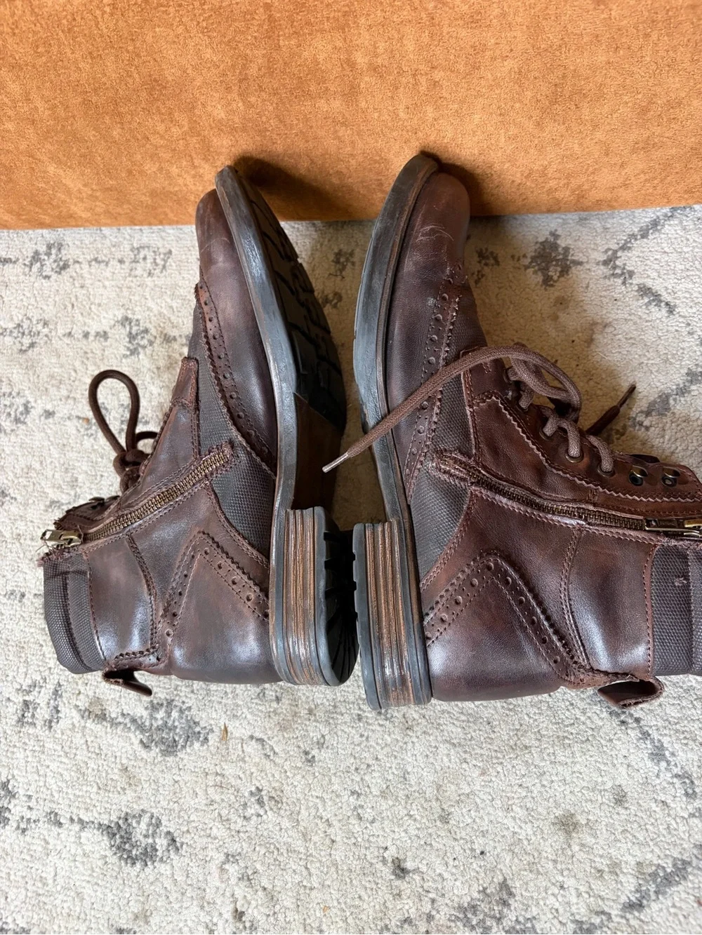 Steve Madden Gastonn Size 10D Men's Brown Leather Wingtip Lace-Up Boot